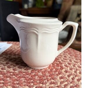 Sakura Creamer Pitcher Stoneware Cream Embossed Wave Pattern Excellent Condition